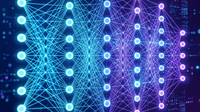 Neural network visualization with glowing nodes